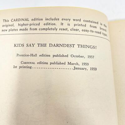 *1ST PRINTING* 1959 â€œKIDS SAY THE DARNDEST THINGS!â€ ART LINKLETTER & â€œPEANUTSâ€ PAPERBACK BOOK