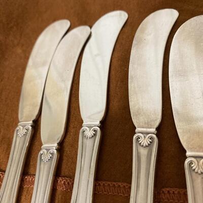 Set of Ten Sterling Silver JE Caldwell Bread and Butter Knives