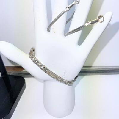 Silver Bracelet with Loop Earrings