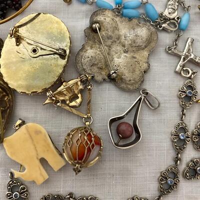 Collection of Vintage Costume Jewelry and Small Trinket Box
