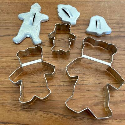 Lot 12 - Vintage Holiday Cookie Cutters and Christmas Tin