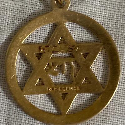 14 Karat Gold Star of David Judaica Pendant
