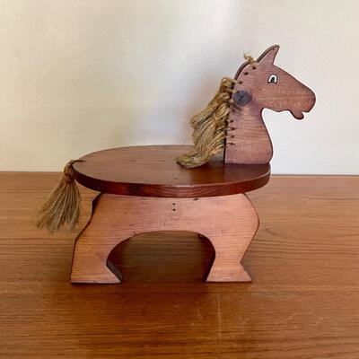 Lot 10 - Vintage Handmade Wood Horse Step Stool