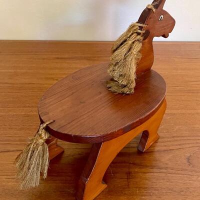 Lot 10 - Vintage Handmade Wood Horse Step Stool