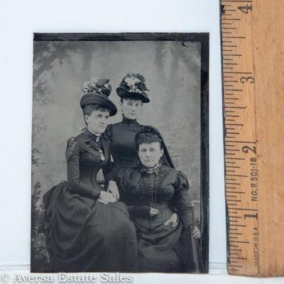 VICTORIAN TINTYPE featuring 3 ladies in Mourning Attire