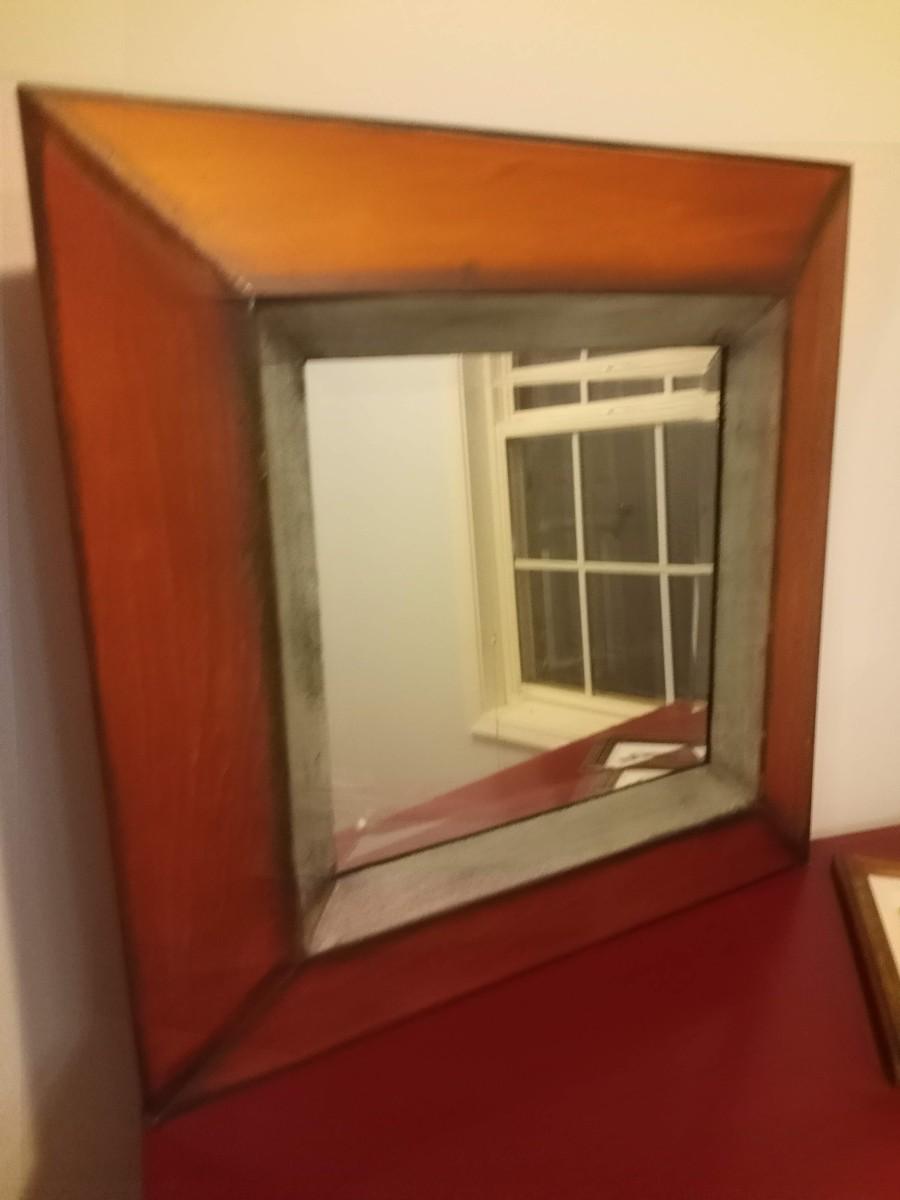 Square Mirror, wood frame