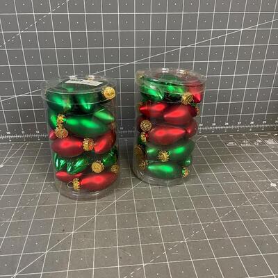 2 Packages of Holiday Home Ornaments Glass Light Bulb Shape