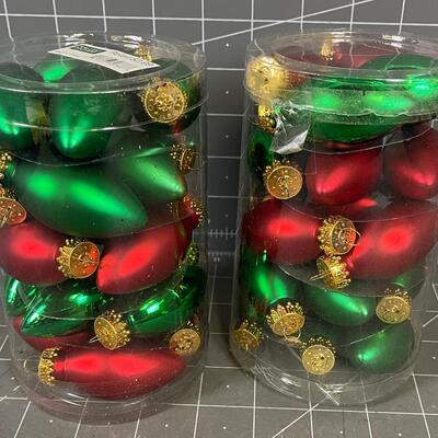 2 Packages of Holiday Home Ornaments Glass Light Bulb Shape