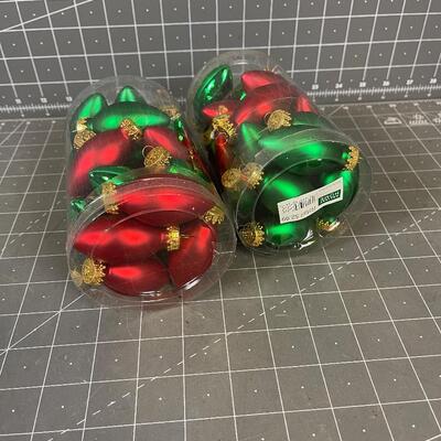 2 Packages of Holiday Home Ornaments Glass Light Bulb Shape