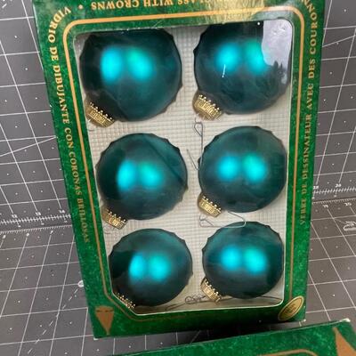 Teal Christmas Ornament 2 Boxes 