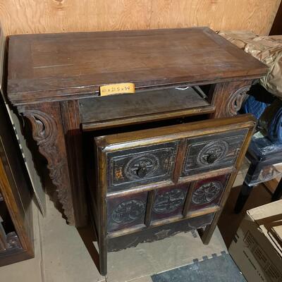 Asian carved table and chair