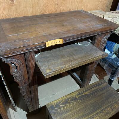 Asian carved table and chair