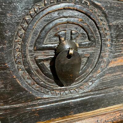 Asian carved table and chair