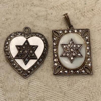 Two Sterling Silver Judaica Star of David Pendants