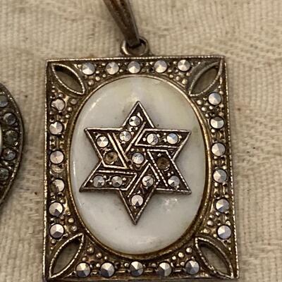 Two Sterling Silver Judaica Star of David Pendants
