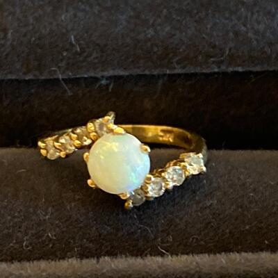 14 Karat Yellow Gold Opal Baby Ring Size 1.75