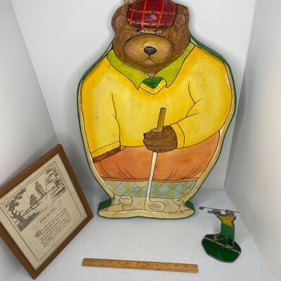 Golf Bear, golfing man, golf poem