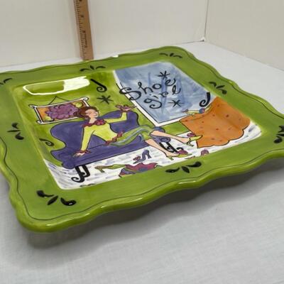 Shoe girl square platter