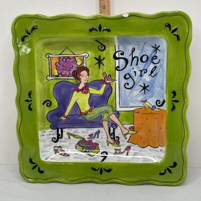 Shoe girl square platter