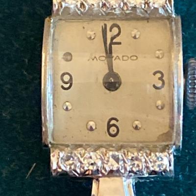 Movado Antique/Vintage 14K White Gold and Diamond Lady’s Bracelet Wristwatch