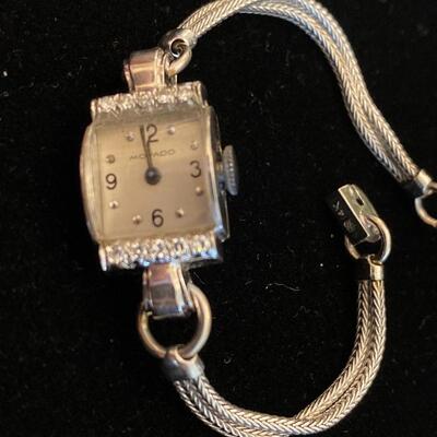 Movado Antique/Vintage 14K White Gold and Diamond Lady’s Bracelet Wristwatch