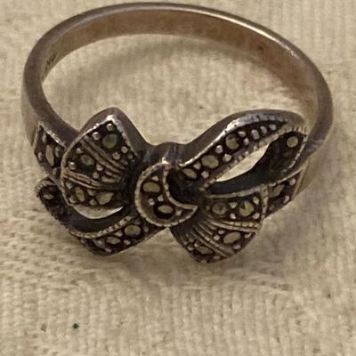 Five Vintage Sterling Silver and Marcasite Rings