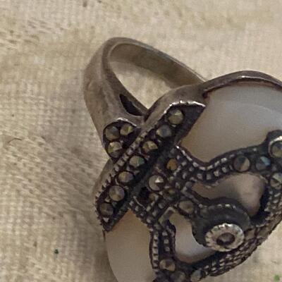 Five Vintage Sterling Silver and Marcasite Rings