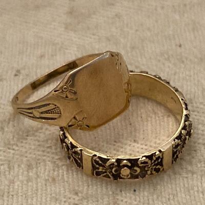 Two Yellow Gold Rings Size 5