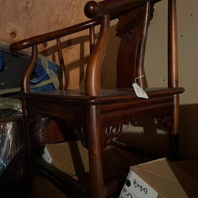 Pair of Asian wooden chairs