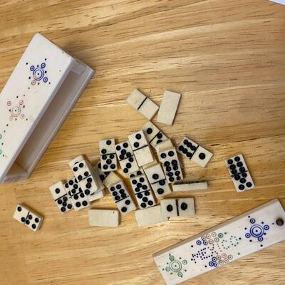 Vintage Hand Carved Miniature Mexico Dominos Set