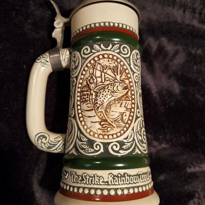 Avon Beer Stein 1978 The Strike... Rainbow Trout. At Point...English Setter.