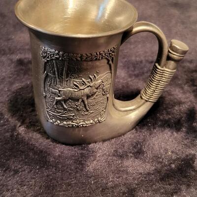 German Pewter Hunting Horn Shaped Stein Tankard Cup | Frieling Zinn