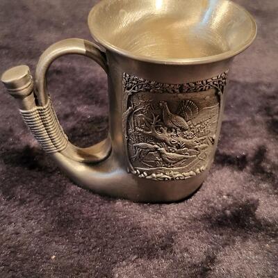German Pewter Hunting Horn Shaped Stein Tankard Cup | Frieling Zinn
