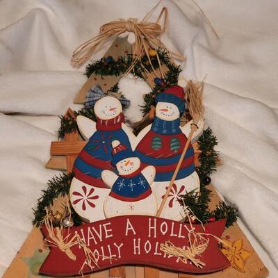 Wooden Snowman Holiday Sign | Have a Holly Jolly Holiday
