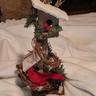 Winter Decoration | Mini birdhouse with Red Bird