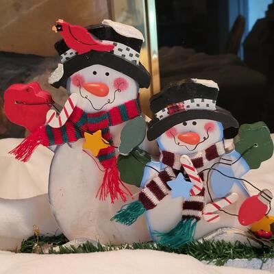 Standing Wooden Snowman Christmas Decoration