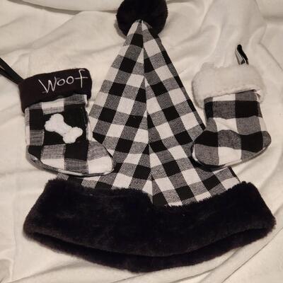 Buffalo Plaid Santa Hat and Mini Stockings