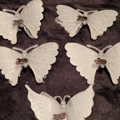 Silver Sparkling Butterfly Ornaments