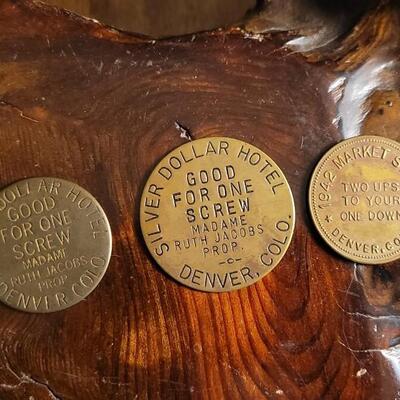 Lot 33: Set of (3) Antique DENVER COLORADO Madame Tokens