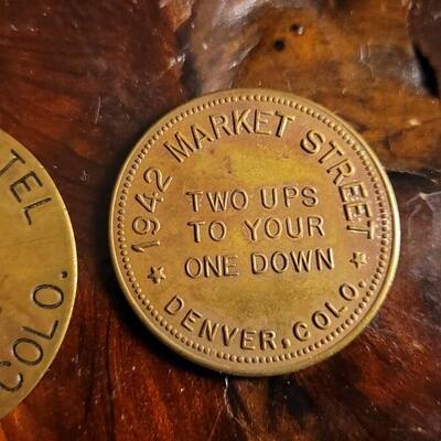 Lot 33: Set of (3) Antique DENVER COLORADO Madame Tokens