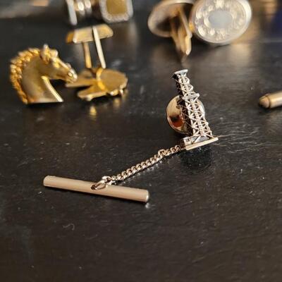 Lot 39: Huge Assortment of Fine Jewelry Fashion Cufflinks and Tie Bars Mid Century Modern