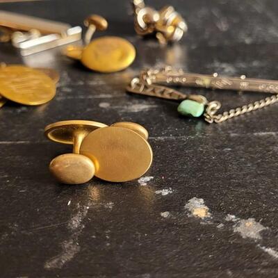 Lot 39: Huge Assortment of Fine Jewelry Fashion Cufflinks and Tie Bars Mid Century Modern