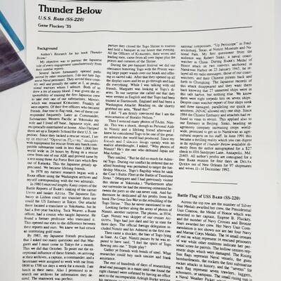 1992 THE THUNDER BELOW THE USS BARB BY ADMIRAL EUGENE B. FLUCKEY HARDBACK - SIGNED?