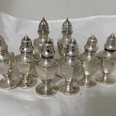 Eight Sterling Silver Salt and Pepper Shakers