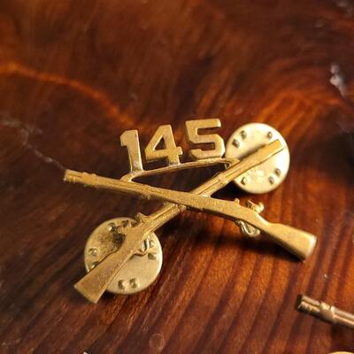 Lot 44: (4) Assorted U.S. Military Pins - US and 145 Infantry