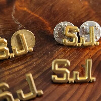 Lot 45: Vintage Assortment of Saint John's Military Academy Pins + USA Drop Stripes Pin