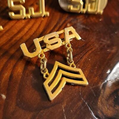 Lot 45: Vintage Assortment of Saint John's Military Academy Pins + USA Drop Stripes Pin
