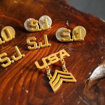 Lot 45: Vintage Assortment of Saint John's Military Academy Pins + USA Drop Stripes Pin