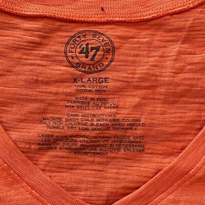 Pair of Denver Broncos Ladies NFL T Shirts Muscle T Blue Orange Distressed L XL
