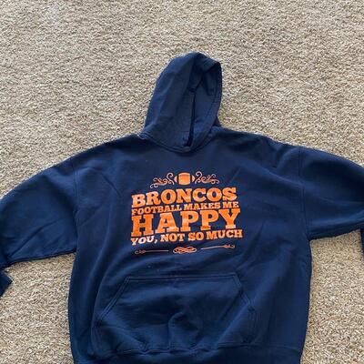 Broncos Blue Orange Football Makes Me Happy You Not So Much Sweatshirt Hoodie 2XL